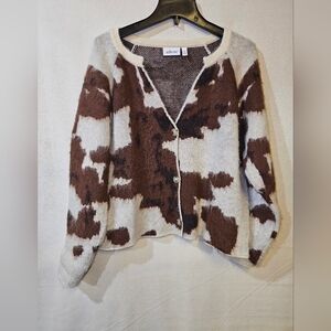 Women's Willow And Root Brown and White Sweater
